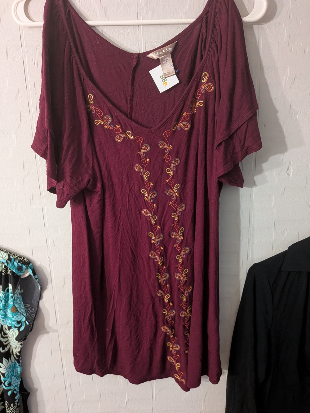 White Stag Wine Burgundy Embroidered Women's Dress